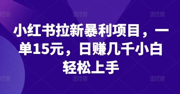 小红书拉新暴利项目，一单15元，日赚几千小白轻松上手跨境课程-外贸教程-精品网课-电商运营课库课堂
