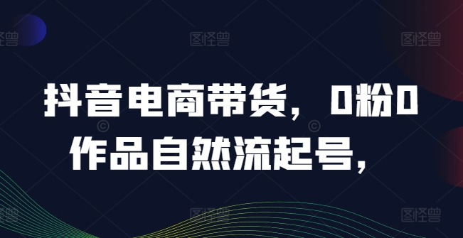 抖音电商带货，0粉0作品自然流起号，热销20多万人的抖音课程的经验分享跨境课程-外贸教程-精品网课-电商运营课库课堂
