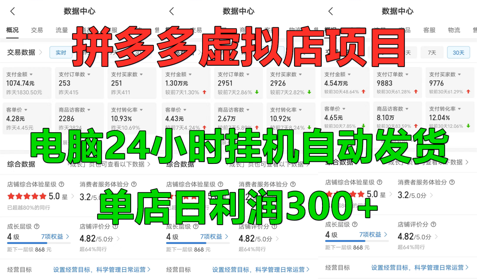 拼多多虚拟店铺项目，电脑挂机自动发货，单店日利润300+跨境课程-外贸教程-精品网课-电商运营课库课堂