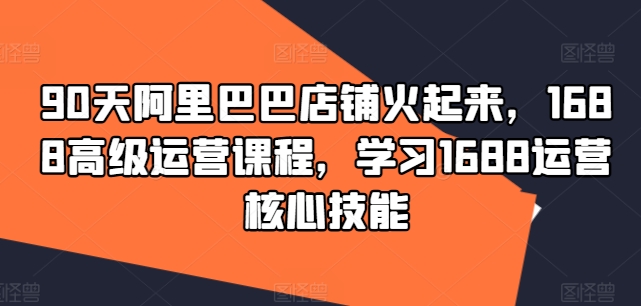 90天阿里巴巴店铺火起来，1688高级运营课程，学习1688运营核心技能跨境课程-外贸教程-精品网课-电商运营课库课堂