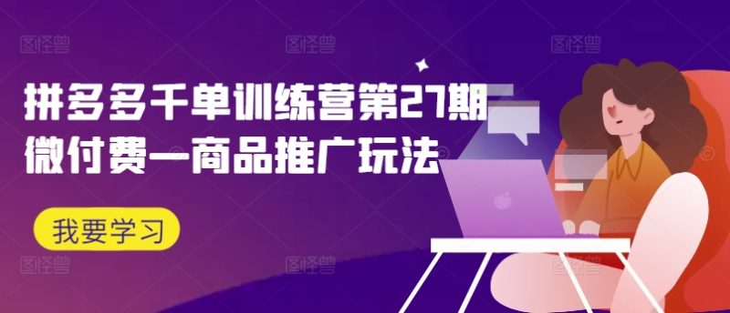 拼多多千单训练营第27期微付费—商品推广玩法跨境课程-外贸教程-精品网课-电商运营课库课堂