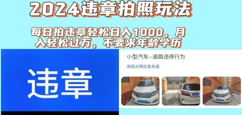 2024违章拍照新玩法，推广躺赚+拍照赚钱双模式，日入1000+跨境课程-外贸教程-精品网课-电商运营课库课堂