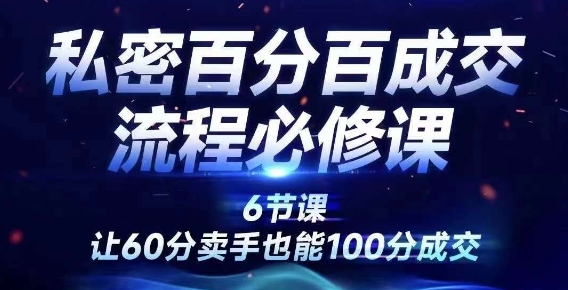私密百分百成交流程线上训练营，绝对成交，让60分卖手也能100分成交跨境课程-外贸教程-精品网课-电商运营课库课堂