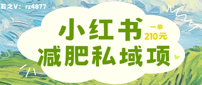 小红书减肥粉，私域变现项目，一单就达210元，小白也能轻松上手跨境课程-外贸教程-精品网课-电商运营课库课堂