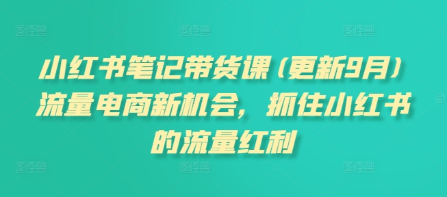 小红书笔记带货课(更新9月)流量电商新机会，抓住小红书的流量红利跨境课程-外贸教程-精品网课-电商运营课库课堂