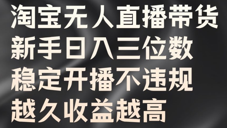 淘宝无人直播带货，新手日入三位数，稳定开播不违规，越久收益越高跨境课程-外贸教程-精品网课-电商运营课库课堂