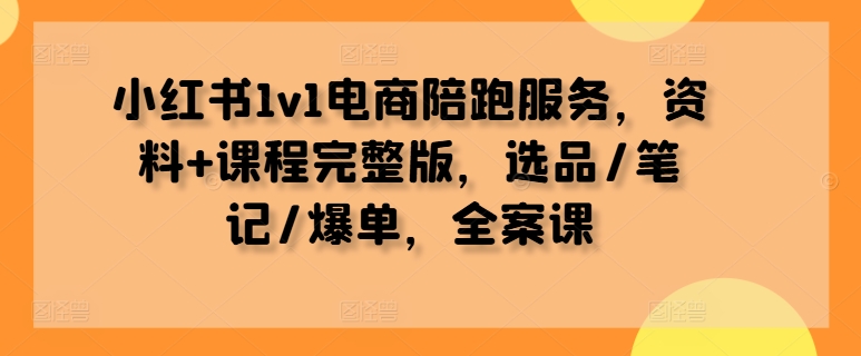 小红书1v1电商陪跑服务，资料+课程完整版，选品/笔记/爆单，全案课跨境课程-外贸教程-精品网课-电商运营课库课堂