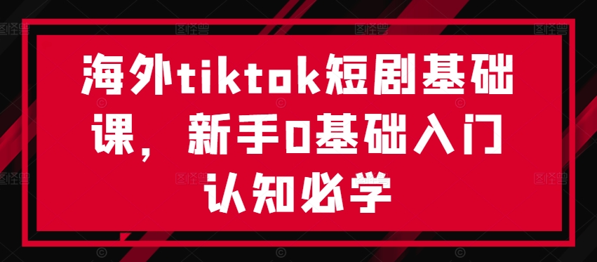 海外tiktok短剧基础课，新手0基础入门认知必学跨境课程-外贸教程-精品网课-电商运营课库课堂