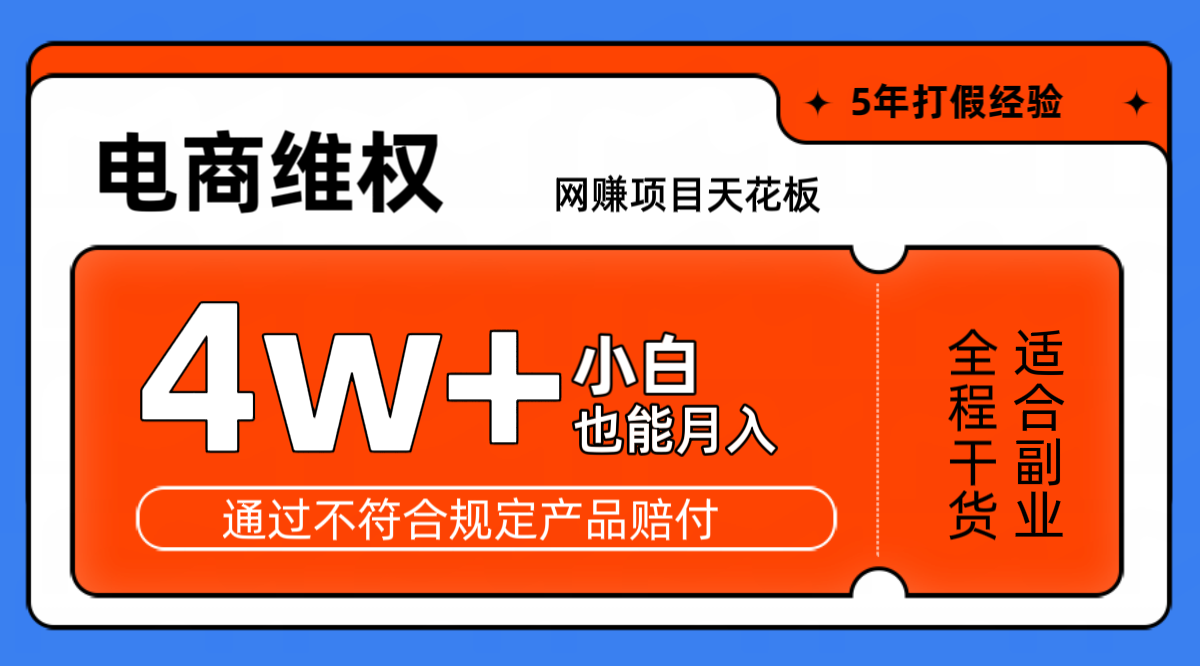 网赚项目天花板电商购物维权月收入稳定4w+独家玩法小白也能上手跨境课程-外贸教程-精品网课-电商运营课库课堂