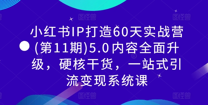 小红书IP打造60天实战营(第11期)5.0​内容全面升级，硬核干货，一站式引流变现系统课跨境课程-外贸教程-精品网课-电商运营课库课堂