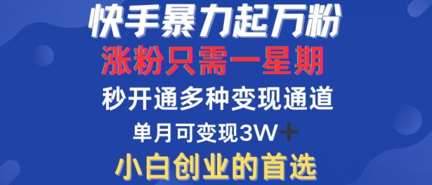 快手暴力起万粉，涨粉只需一星期，多种变现模式，直接秒开万合，单月变现过W跨境课程-外贸教程-精品网课-电商运营课库课堂