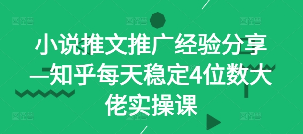 小说推文推广经验分享—知乎每天稳定4位数大佬实操课跨境课程-外贸教程-精品网课-电商运营课库课堂