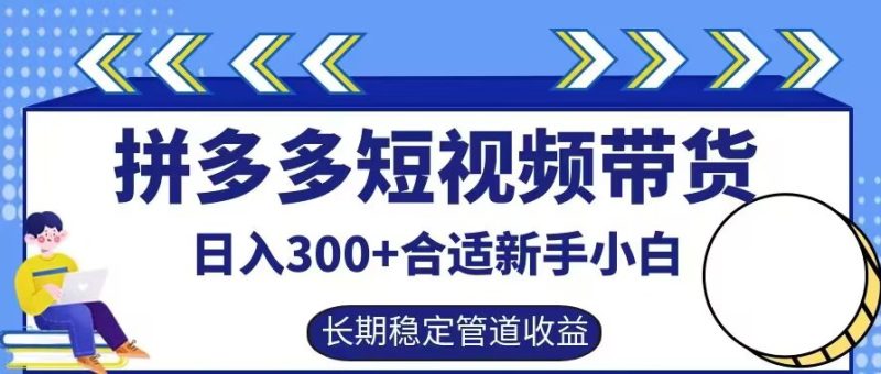 拼多多短视频带货日入300+有长期稳定被动收益，合适新手小白跨境课程-外贸教程-精品网课-电商运营课库课堂