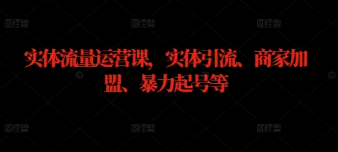 实体流量运营课，实体引流、商家加盟、暴力起号等跨境课程-外贸教程-精品网课-电商运营课库课堂