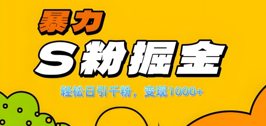 单人单机日引千粉，变现1k+，S粉流量掘金计划攻略跨境课程-外贸教程-精品网课-电商运营课库课堂