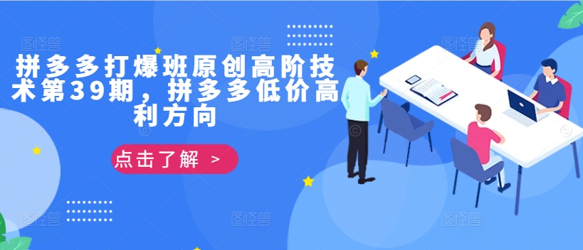 拼多多打爆班原创高阶技术第39期，拼多多低价高利方向跨境课程-外贸教程-精品网课-电商运营课库课堂