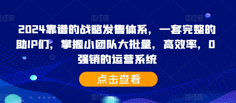 2024靠谱的战略发售体系，一套完整的助IP们，掌握小团队大批量，高效率，0 强销的运营系统跨境课程-外贸教程-精品网课-电商运营课库课堂
