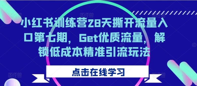 小红书训练营28天撕开流量入口第七期,Get优质流量,解锁低成本精准引流玩法跨境课程-外贸教程-精品网课-电商运营课库课堂