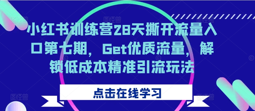 小红书训练营28天撕开流量入口第七期，Get优质流量，解锁低成本精准引流玩法跨境课程-外贸教程-精品网课-电商运营课库课堂