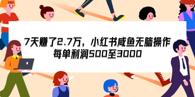 7天收了2.7万，小红书咸鱼无脑操作，每单利润500至3000跨境课程-外贸教程-精品网课-电商运营课库课堂