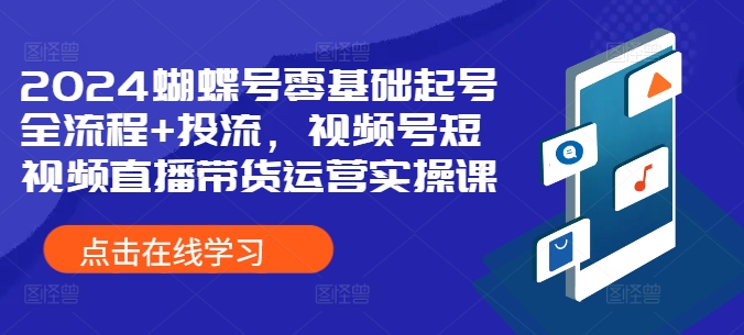 2024蝴蝶号零基础起号全流程+投流，视频号短视频直播带货运营实操课跨境课程-外贸教程-精品网课-电商运营课库课堂