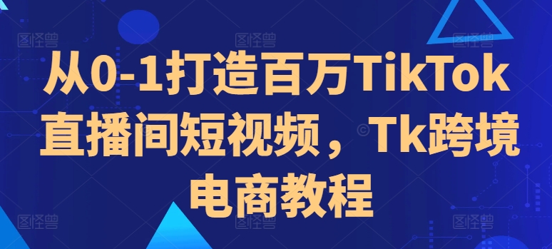 从0-1打造百万TikTok直播间短视频，Tk跨境电商教程跨境课程-外贸教程-精品网课-电商运营课库课堂