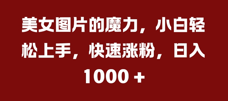 美女图片的魔力，小白轻松上手，快速涨粉，日入几张跨境课程-外贸教程-精品网课-电商运营课库课堂