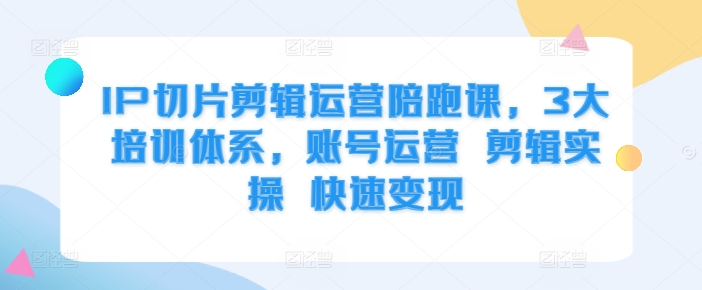 IP切片剪辑运营陪跑课，3大培训体系，账号运营 剪辑实操 快速变现跨境课程-外贸教程-精品网课-电商运营课库课堂
