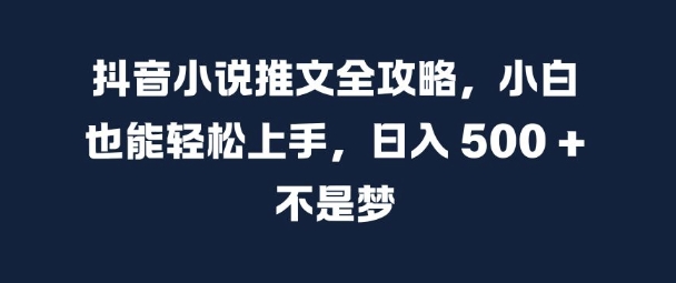 抖音小说推文全攻略，小白也能轻松上手，日入 5张+ 不是梦跨境课程-外贸教程-精品网课-电商运营课库课堂