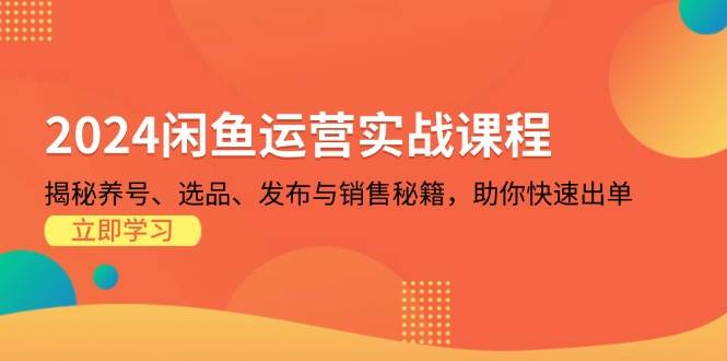 2024闲鱼运营实战课程：揭秘养号、选品、发布与销售秘籍，助你快速出单跨境课程-外贸教程-精品网课-电商运营课库课堂