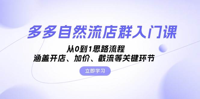 多多自然流店群入门课，从0到1思路流程，涵盖开店、加价、截流等关键环节跨境课程-外贸教程-精品网课-电商运营课库课堂