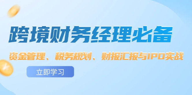 跨境 财务经理必备：资金管理、税务规划、财报汇报与IPO实战跨境课程-外贸教程-精品网课-电商运营课库课堂