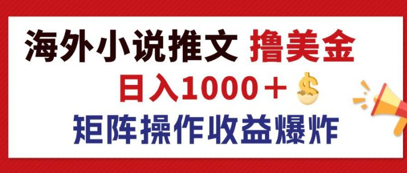 最新海外小说推文撸美金,日入1000+ 蓝海市场,矩阵放大收益爆炸跨境课程-外贸教程-精品网课-电商运营课库课堂