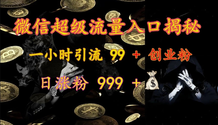 微信超级流量入口揭秘：一小时引流 99 + 创业粉，日涨粉 999 +跨境课程-外贸教程-精品网课-电商运营课库课堂