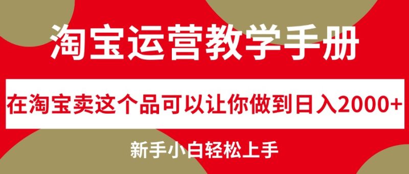 淘宝运营教学手册，在淘宝卖这个品可以让你做到日入2000+，新手小白轻…跨境课程-外贸教程-精品网课-电商运营课库课堂