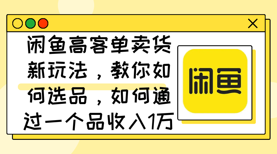 闲鱼高客单卖货新玩法，教你如何选品，如何通过一个品收入1万+跨境课程-外贸教程-精品网课-电商运营课库课堂