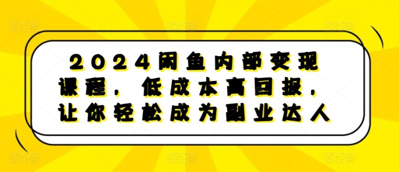 2024闲鱼内部变现课程，低成本高回报，让你轻松成为副业达人跨境课程-外贸教程-精品网课-电商运营课库课堂