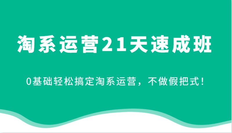 淘系运营21天速成班，0基础轻松搞定淘系运营，不做假把式！跨境课程-外贸教程-精品网课-电商运营课库课堂