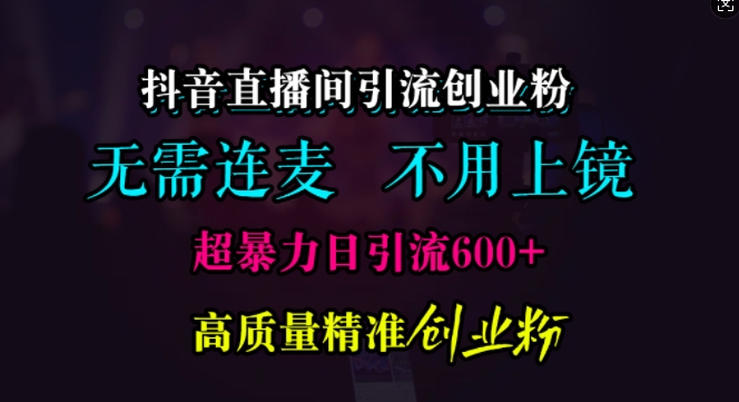 抖音直播间引流创业粉，无需连麦、无需上镜，超暴力日引流600+高质量精准创业粉跨境课程-外贸教程-精品网课-电商运营课库课堂