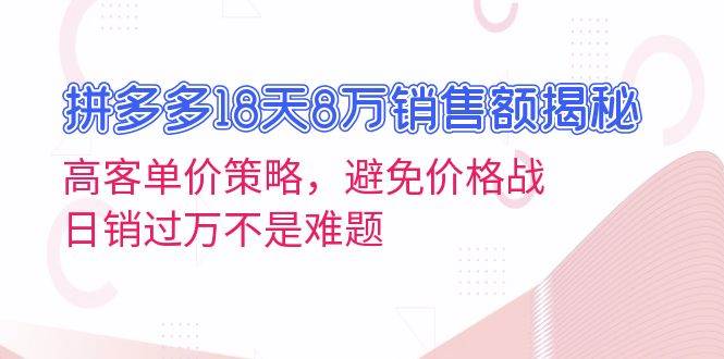 拼多多18天8万销售额揭秘：高客单价策略，避免价格战，日销过万不是难题跨境课程-外贸教程-精品网课-电商运营课库课堂