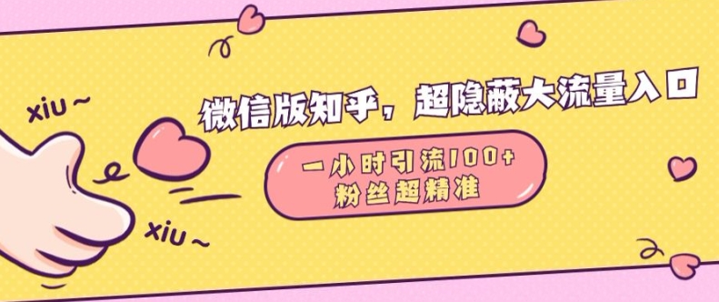 微信版知乎，超隐蔽流量入口1小时引流100人，粉丝质量超高跨境课程-外贸教程-精品网课-电商运营课库课堂