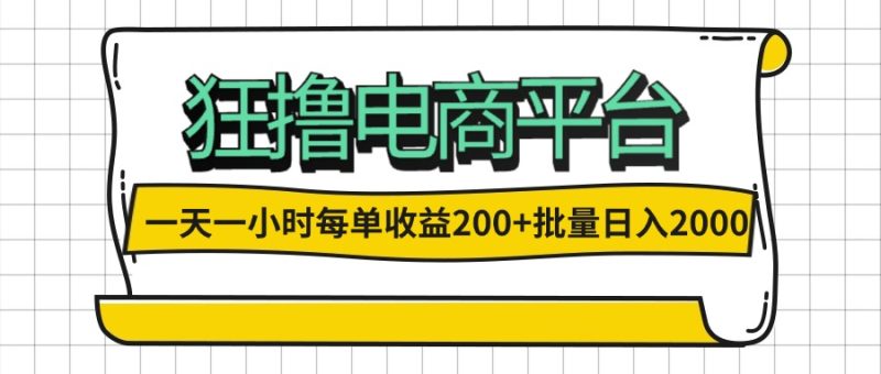 一天一小时 狂撸电商平台 每单收益200+ 批量日入2000+跨境课程-外贸教程-精品网课-电商运营课库课堂