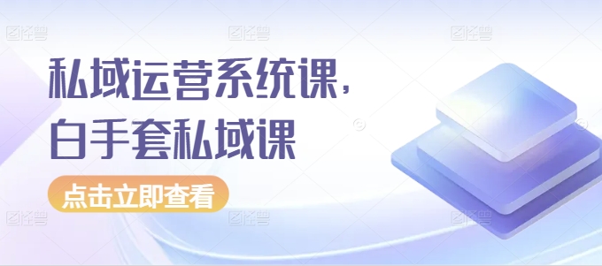 私域运营系统课，白手套私域课跨境课程-外贸教程-精品网课-电商运营课库课堂