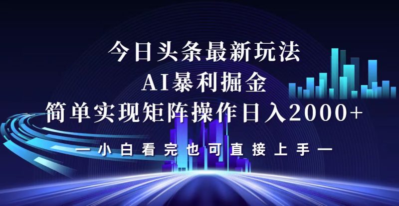 今日头条最新掘金玩法，轻松矩阵日入2000+跨境课程-外贸教程-精品网课-电商运营课库课堂