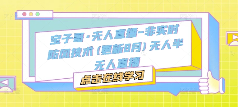 宝子哥·无人直播-非实时防风技术(更新11月)无人半无人直播跨境课程-外贸教程-精品网课-电商运营课库课堂