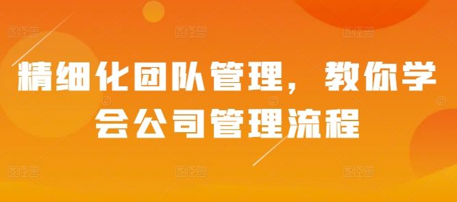 精细化团队管理，教你学会公司管理流程跨境课程-外贸教程-精品网课-电商运营课库课堂