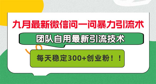 九月最新微信问一问暴力引流术，团队自用引流术，每天稳定300+创…跨境课程-外贸教程-精品网课-电商运营课库课堂