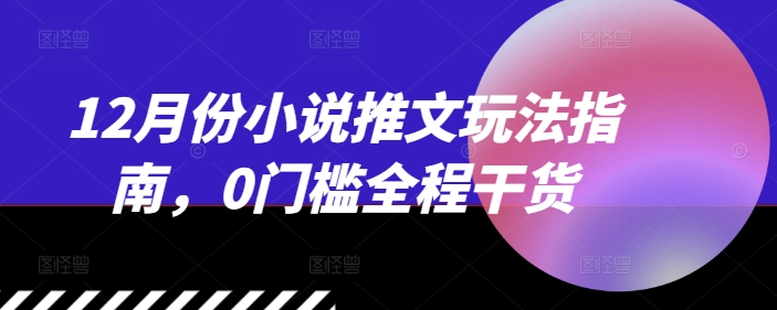 12月份小说推文玩法指南，0门槛全程干货跨境课程-外贸教程-精品网课-电商运营课库课堂