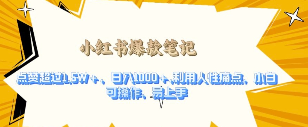 利用人性的痛点，打造爆款笔记，获得点赞超过1.5W+，日入1k跨境课程-外贸教程-精品网课-电商运营课库课堂