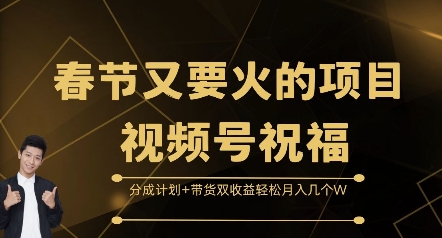 春节又要火的项目视频号祝福，分成计划+带货双收益，轻松月入几个W跨境课程-外贸教程-精品网课-电商运营课库课堂